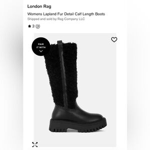 Women's Black Over-the-Knee Faux Fur Platform Boots size 8 NWT